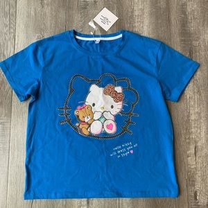 Hello Kitty bright blue shiny t-shirt